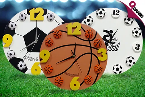 From QR39 Have a Ball with 3D Sports Design Wall Clocks! (Up to QR170 Value)